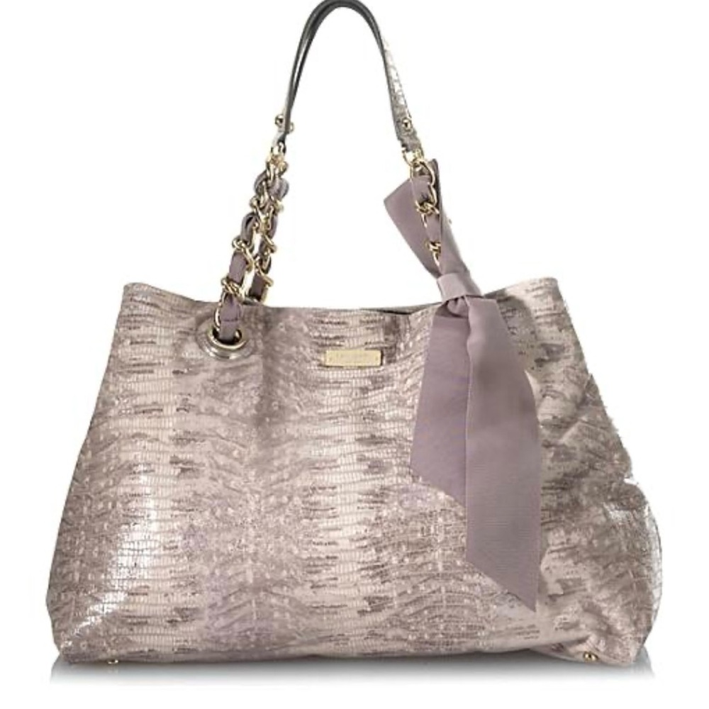 Kate Spade New York Large Lizard Embossed Leather Bows Art Maryanne Handbag